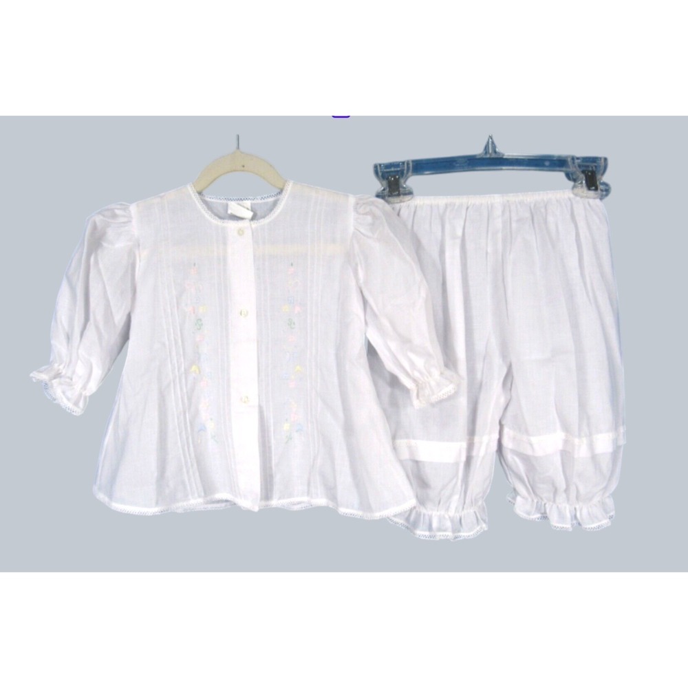 GARDEN OF ANGELS White LAWN Pintuck LACE Embroidery PORTRAIT Top/Pants Set 12M